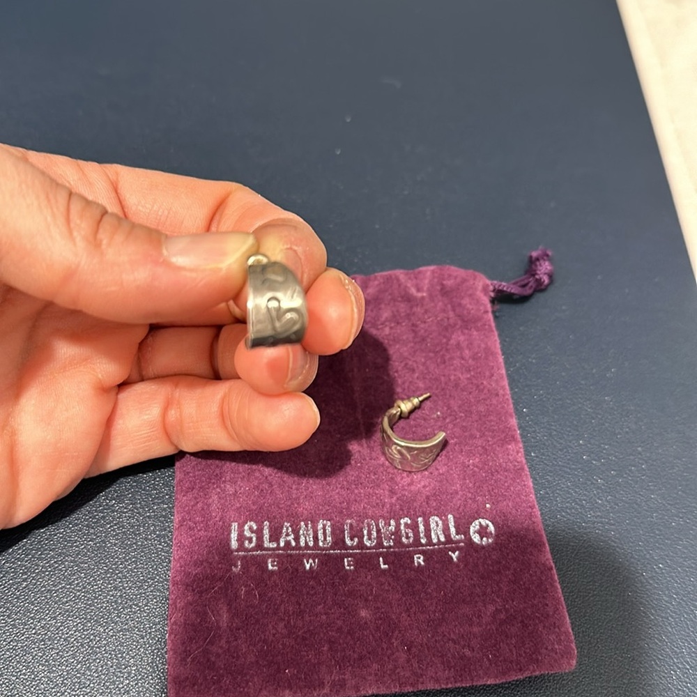 Silver hoop earrings by island cowgirl - Picture 3 of 3